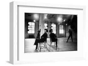 Choreographer Twyla Tharp Observing a Dancer Rehearse. Both Reflected in Mirror-Gjon Mili-Framed Photographic Print