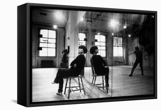 Choreographer Twyla Tharp Observing a Dancer Rehearse. Both Reflected in Mirror-Gjon Mili-Framed Stretched Canvas