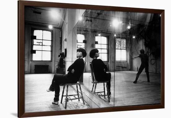 Choreographer Twyla Tharp Observing a Dancer Rehearse. Both Reflected in Mirror-Gjon Mili-Framed Photographic Print