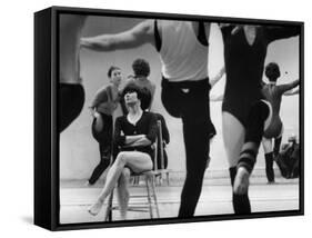 Choreographer Twyla Tharp Observing Rehearsal of American Ballet Theater Dancers-Gjon Mili-Framed Stretched Canvas