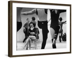 Choreographer Twyla Tharp Observing Rehearsal of American Ballet Theater Dancers-Gjon Mili-Framed Premium Photographic Print