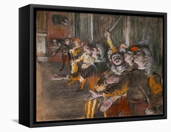 Chorists (also known as “The Exponents”). 1877. Pastel on monnotype.-Edgar Degas-Framed Stretched Canvas