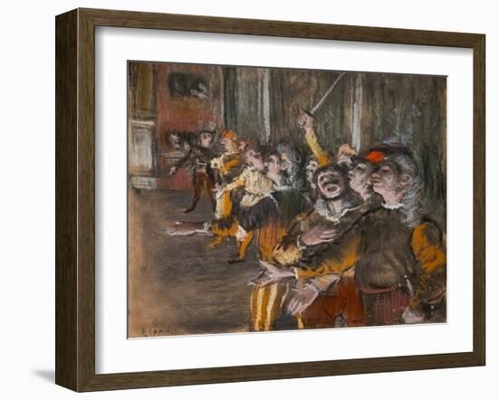 Chorists (also known as “The Exponents”). 1877. Pastel on monnotype.-Edgar Degas-Framed Giclee Print