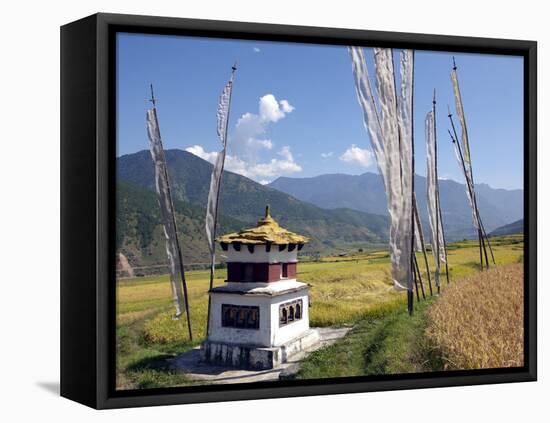 Chorten and Prayer Flags in the Punakha Valley Near Chimi Lhakhang Temple, Punakha, Bhutan, Himalay-Lee Frost-Framed Stretched Canvas