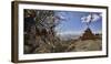 Chortens and prayer flags with mountain range in the background, Logekhar, Mustang District, Gan...-Panoramic Images-Framed Photographic Print