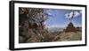 Chortens and prayer flags with mountain range in the background, Logekhar, Mustang District, Gan...-Panoramic Images-Framed Photographic Print