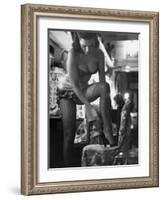 Chorus Girl Singer Linda Lombard, Backstage Getting Ready For Show-George Silk-Framed Photographic Print