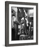 Chorus Girl Singer Linda Lombard, Backstage Getting Ready For Show-George Silk-Framed Photographic Print