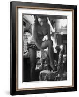 Chorus Girl Singer Linda Lombard, Backstage Getting Ready For Show-George Silk-Framed Photographic Print