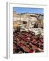 Chouwara Traditional Leather Tannery, Vats for Leather Hides and Skins, Fez, Morocco-Gavin Hellier-Framed Photographic Print