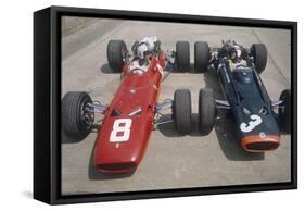 Chris Amon and Jackie Stewart at the British Grand Prix, Silverstone, Northamptonshire, 1967-null-Framed Stretched Canvas