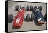 Chris Amon and Jackie Stewart at the British Grand Prix, Silverstone, Northamptonshire, 1967-null-Framed Stretched Canvas