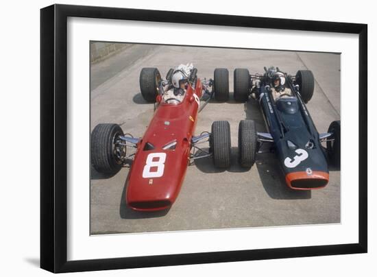 Chris Amon and Jackie Stewart at the British Grand Prix, Silverstone, Northamptonshire, 1967-null-Framed Photographic Print