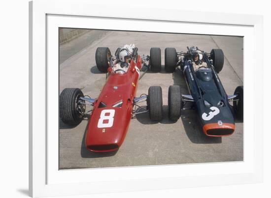 Chris Amon and Jackie Stewart at the British Grand Prix, Silverstone, Northamptonshire, 1967-null-Framed Photographic Print