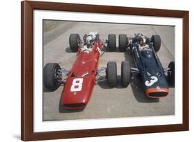 Chris Amon and Jackie Stewart at the British Grand Prix, Silverstone, Northamptonshire, 1967-null-Framed Photographic Print