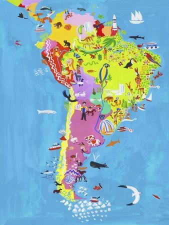 Illustrated Map of Central and South America