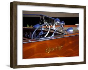 Chris Craft Classic Wooden Powerboat, Seattle Maritime Museum, Lake Union, Washington, USA-William Sutton-Framed Premium Photographic Print