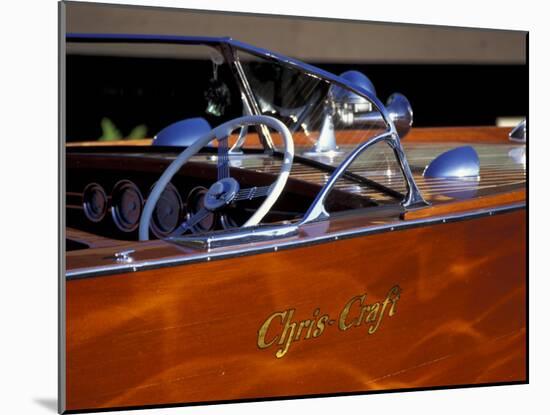 Chris Craft Classic Wooden Powerboat, Seattle Maritime Museum, Lake Union, Washington, USA-William Sutton-Mounted Premium Photographic Print