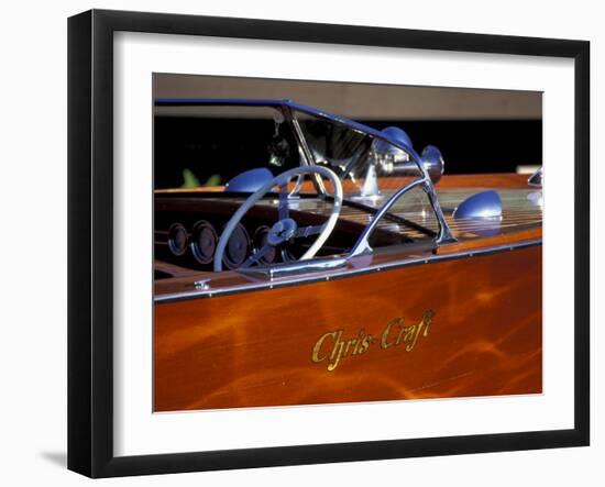 Chris Craft Classic Wooden Powerboat, Seattle Maritime Museum, Lake Union, Washington, USA-William Sutton-Framed Photographic Print