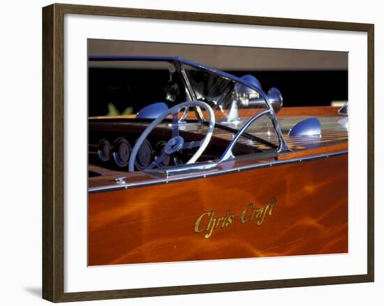 Chris Craft Classic Wooden Powerboat, Seattle Maritime Museum, Lake Union, Washington, USA-William Sutton-Framed Photographic Print