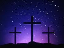 Silhouetted Crosses Against Star-Filled Sky-Chris Rogers-Photographic Print