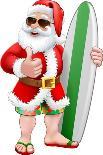 Santa Surfing Shades Surfboard Christmas Cartoon-ChrisGorgio-Photographic Print