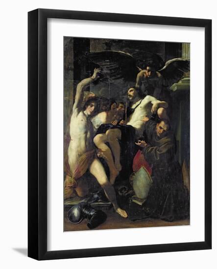 Christ Adored by Angels, St. Sebastian and St. Bonaventure-Carlo Bononi-Framed Giclee Print