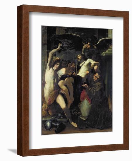 Christ Adored by Angels, St. Sebastian and St. Bonaventure-Carlo Bononi-Framed Giclee Print