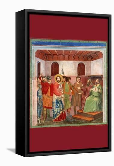 Christ and Caiphus-Giotto di Bondone-Framed Stretched Canvas