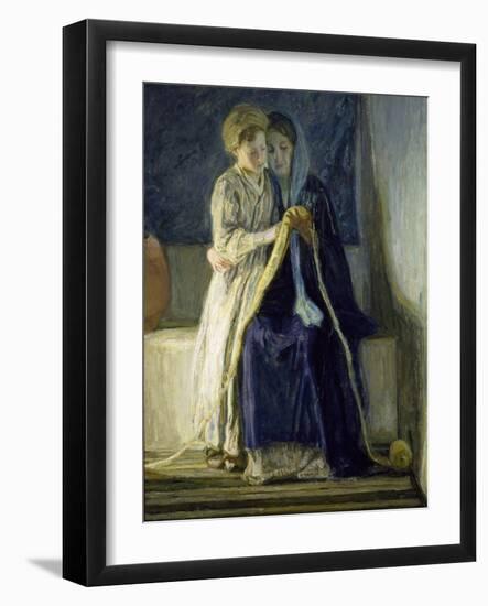 Christ and His Mother Studying the Scriptures, C.1909 (Oil on Canvas)-Henry Ossawa Tanner-Framed Giclee Print