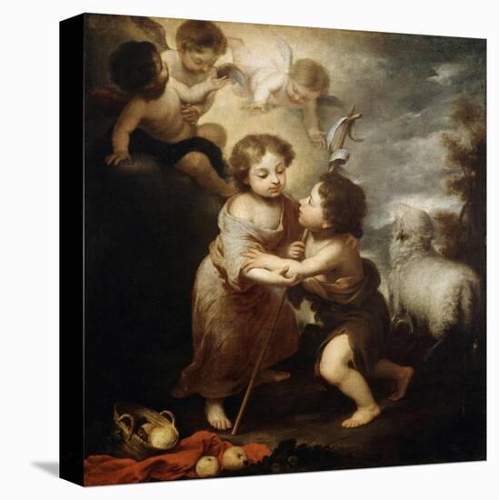 Christ and John the Baptist as Children, Between 1655 and 1660-Bartolomé Esteban Murillo-Stretched Canvas