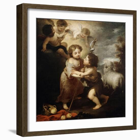 Christ and John the Baptist as Children, Between 1655 and 1660-Bartolomé Esteban Murillo-Framed Giclee Print