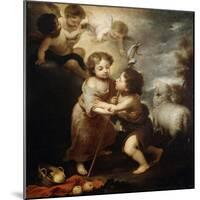 Christ and John the Baptist as Children, Between 1655 and 1660-Bartolomé Esteban Murillo-Mounted Giclee Print