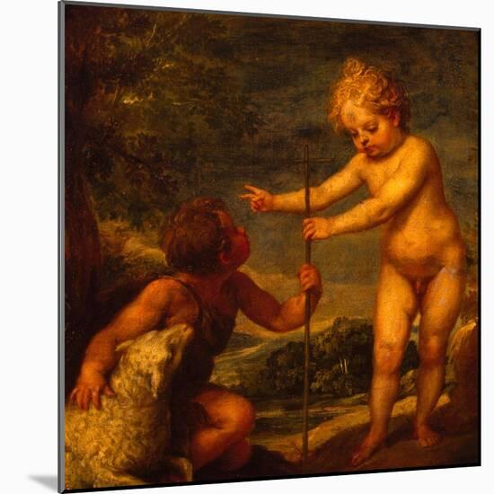 Christ and John the Baptist as Children, Ca 1665-Alonso Cano-Mounted Giclee Print