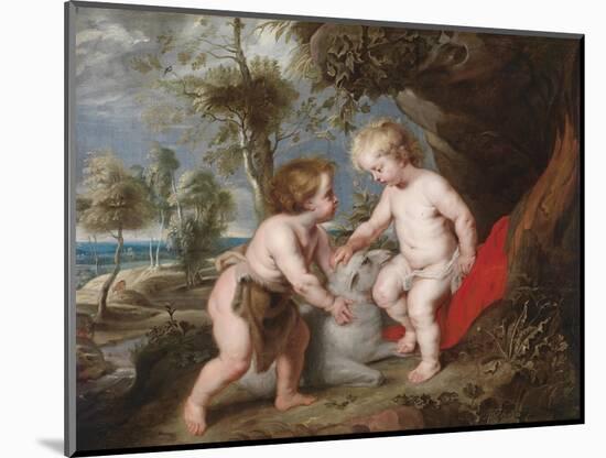 Christ and John the Baptist as Children-Peter Paul Rubens-Mounted Giclee Print