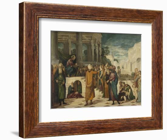 Christ and the Adulteress, 1550-80-Jacopo Robusti Tintoretto-Framed Giclee Print