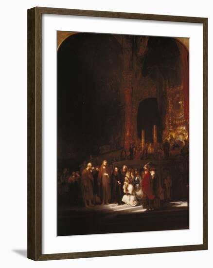 Christ and the Adulteress, 1644-Rembrandt van Rijn-Framed Giclee Print