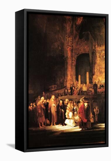 Christ and the Adultress-Rembrandt van Rijn-Framed Stretched Canvas