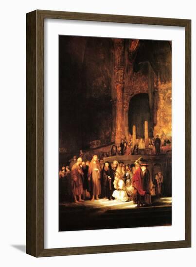 Christ and the Adultress-Rembrandt van Rijn-Framed Art Print