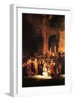 Christ and the Adultress-Rembrandt van Rijn-Framed Art Print
