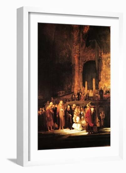 Christ and the Adultress-Rembrandt van Rijn-Framed Art Print