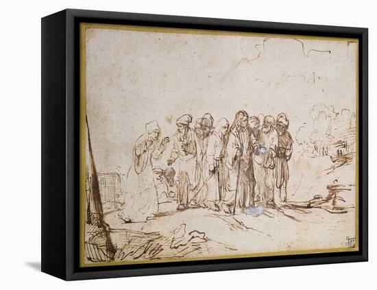 Christ and the Canaanite Woman-Rembrandt van Rijn-Framed Stretched Canvas