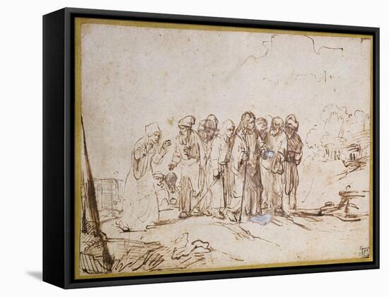 Christ and the Canaanite Woman-Rembrandt van Rijn-Framed Stretched Canvas