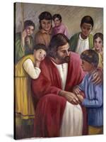 Christ and the Children of All Races-Vittorio Bianchini-Stretched Canvas