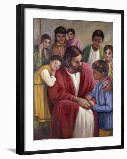 Christ and the Children of All Races-Vittorio Bianchini-Framed Giclee Print