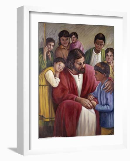 Christ and the Children of All Races-Vittorio Bianchini-Framed Giclee Print