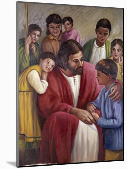 Christ and the Children of All Races-Vittorio Bianchini-Mounted Giclee Print