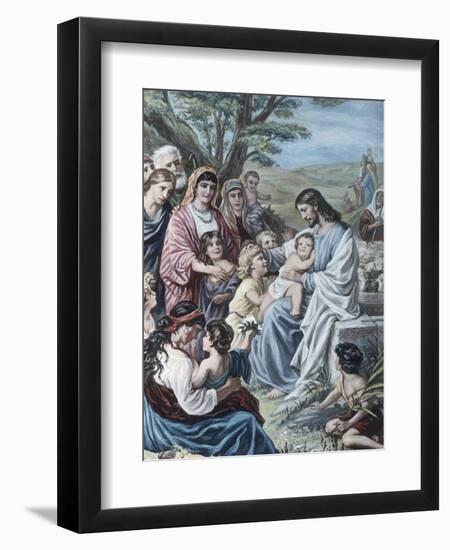 Christ and the Children-Bernhard Plockhorst-Framed Premium Giclee Print