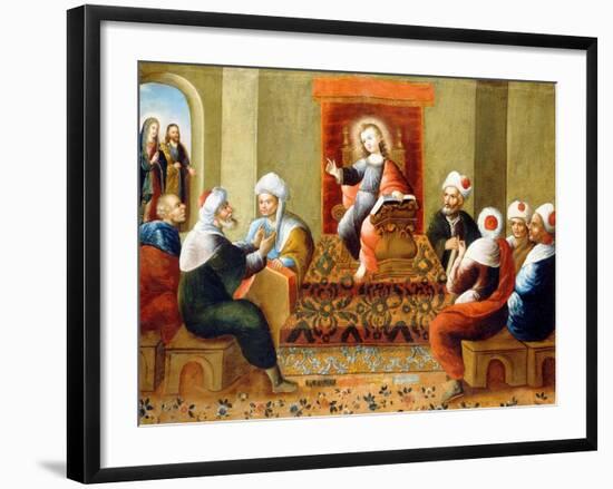 Christ and the Doctors (Oil on Canvas)-Diego Quispe Tito-Framed Giclee Print