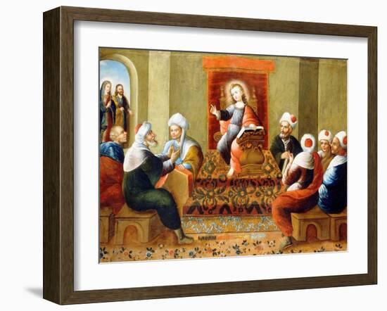 Christ and the Doctors (Oil on Canvas)-Diego Quispe Tito-Framed Giclee Print